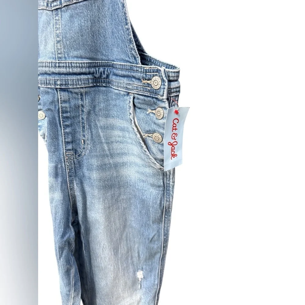 Cat & Jack Kids Blue Denim Overalls, Adjustable‎ Straps, Size 10/12